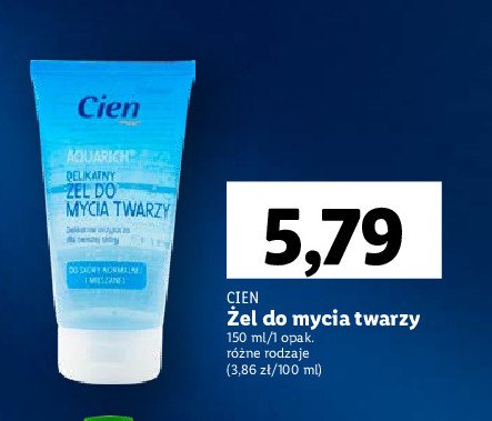 Żel do mycia twarzy Cien aqua rich promocja