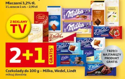 Czekolada do 100 g - Milka, Wedel, Lindt promocja w Auchan