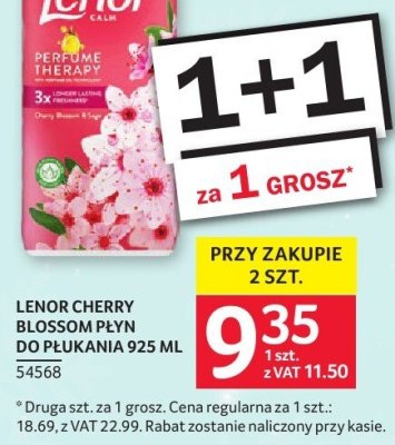 Płyn do płukania Lenor Cherry Blossom 925 ml • Druga szt. za 1 grosz. Cena regularna za 1 szt.: 18,69 z VAT 22,95 promocja w Selgros