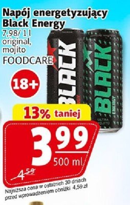 Napój energetyzujący Black Energy FoodCare 500 ml promocja w Prim Market