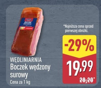 Boczek wędzony surowy  promocja w Aldi