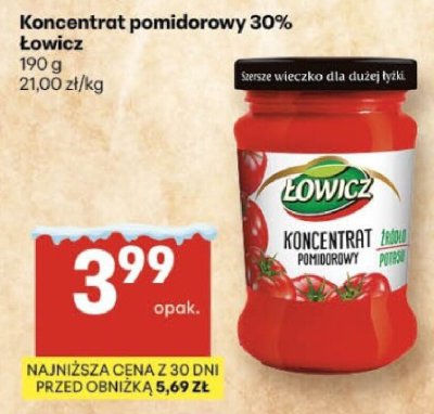 Koncentrat pomidorowy 30% Łowicz promocja w Delikatesy Centrum