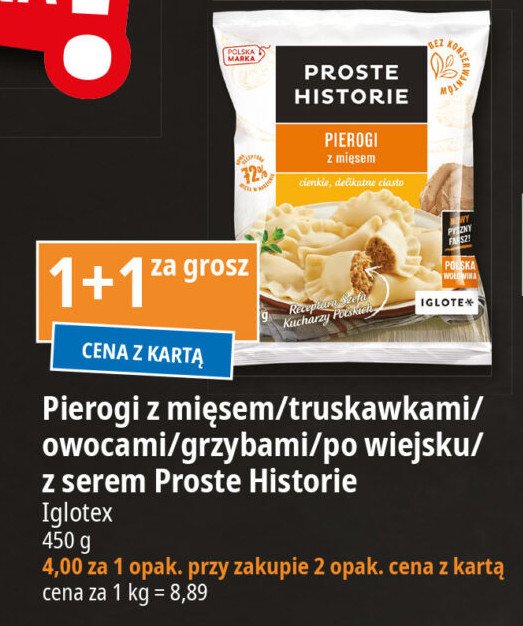 Pierogi z mięsem Iglotex proste historie promocja w Leclerc