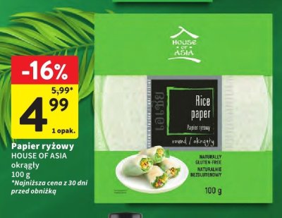 Papier ryżowy HOUSE OF ASIA okrągły 100g promocja w Intermarche