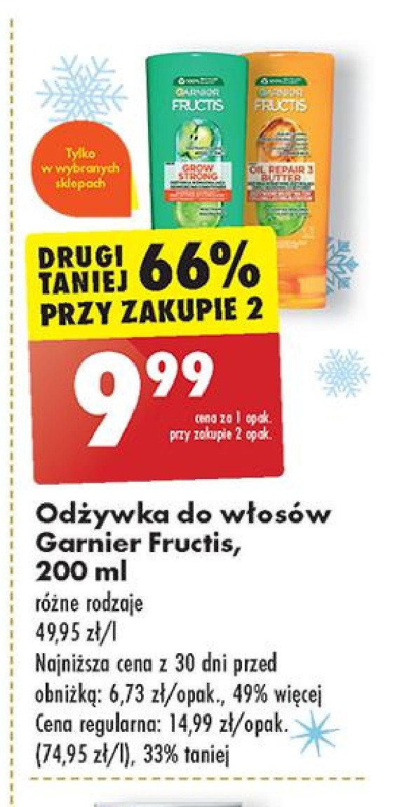 Odżywka wzmacniająca przeciw wypadaniu, do włosów osłabionych Garnier fructis grow strong promocja w Biedronka