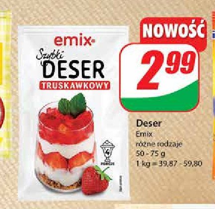 Szybki deser truskawkowy Emix promocja