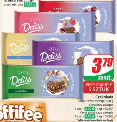 Czekolada mleczna z orzechami arachidowymi Deliss promocja