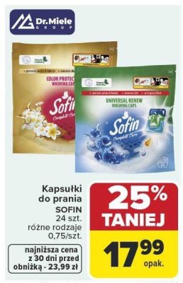 Kapsułki do prania SOFIN Color Protect Washing Caps 24 szt. 0,75/szt. promocja w Carrefour Market