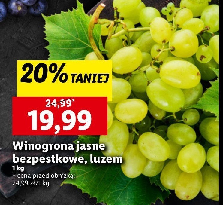 Winogrona białe bezpestkowe promocja w Lidl