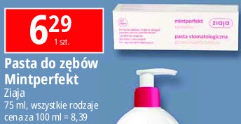 Pasta do zębów przeciwpróchnicza sensitiv Ziaja mintperfekt promocja