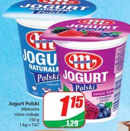 Jogurt owoce leśne Mlekovita jogurt polski promocje