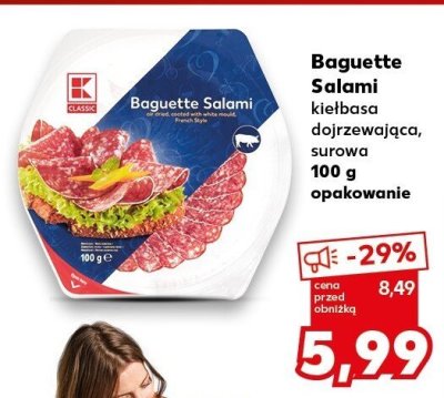 Kiełbasa dojrzewająca, surowa Baguette Salami  promocja w Kaufland