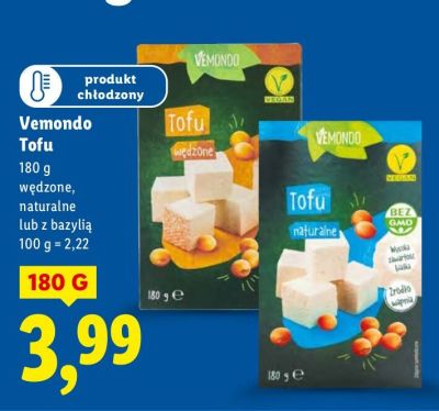 Tofu Vemondo wędzone, naturalne lub z bazylią promocja w Lidl