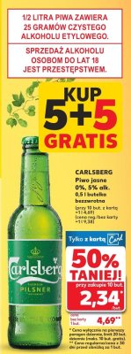 Piwo jasne Carlsberg 5+5 GRATIS promocja w Kaufland