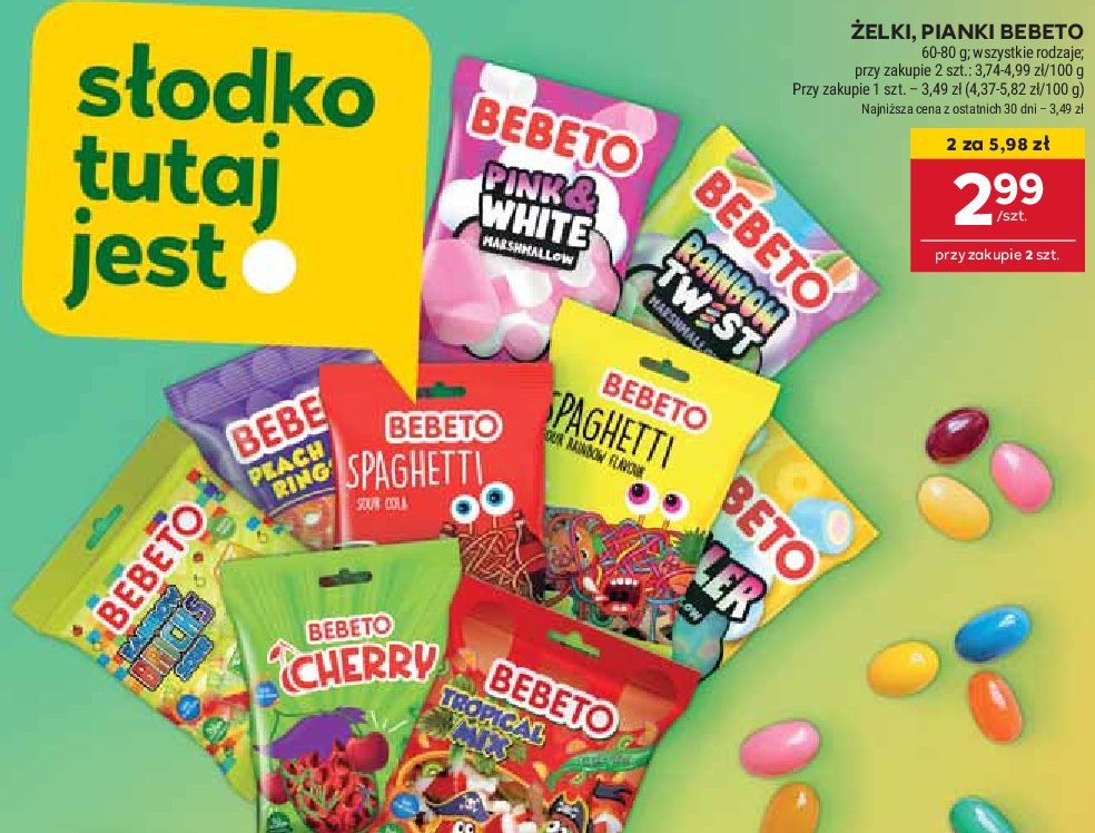 Żelki spaghetti cola Bebeto promocja w Stokrotka