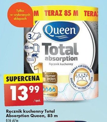 Ręcznik kuchenny total absorption 85 m Queen promocja w Biedronka