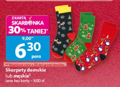 Skarpety damskie lub męskie promocja w Auchan