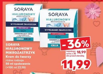 Krem odbudowujący pro-kontur 60+ Soraya hialuronowy mikrozastrzyk wypełnianie zmarszczek promocja w Kaufland