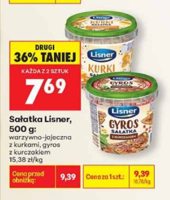Sałatka Lisner 500g warzywno-jajeczna z kurkami, gyros z kurczakiem promocja w Biedronka