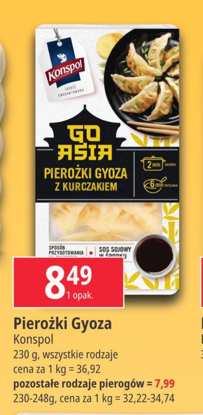 Pierożki gyoza z kurczakiem + sos sojowy Konspol promocja