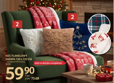Koc flanelowy Sherpa 130 x 170 cm różne wzory promocja w Selgros