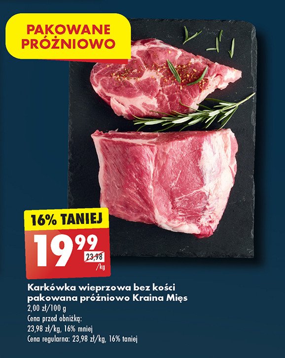Karkówka wieprzowa bez kości Kraina mięs promocja w Biedronka
