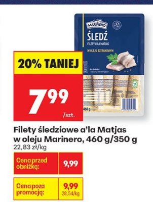 Filety śledziowe a'la Matjas w oleju Marinero, 460 g/350 g promocja w Biedronka