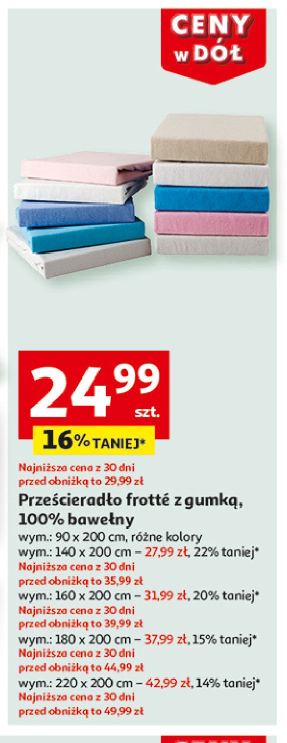 Prześcieradlo frotte z gumką 220 x 200 cm promocja