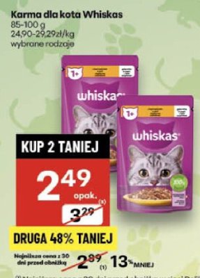 Karma dla kota Whiskas wybrane rodzaje promocja w Delikatesy Centrum