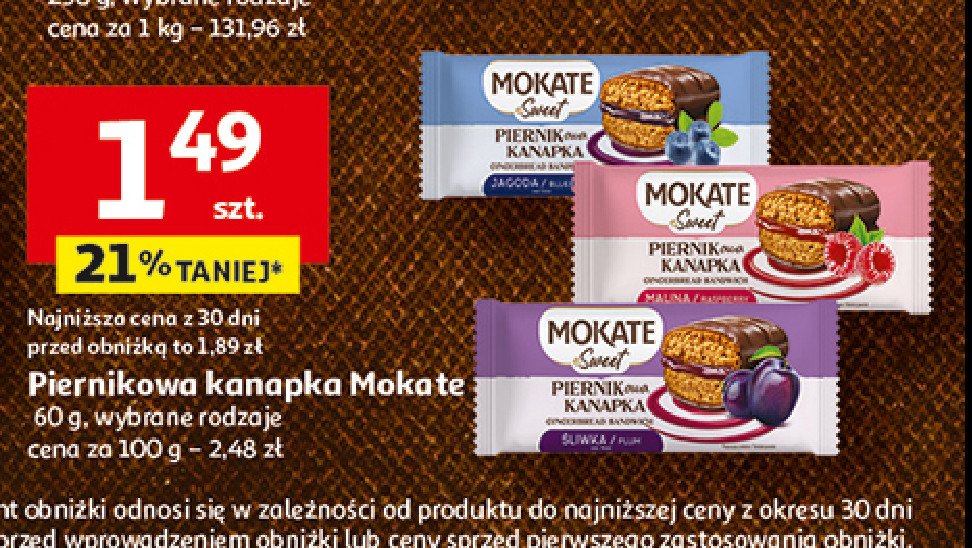 Kanapka piernikowa jagoda Mokate promocja w Auchan