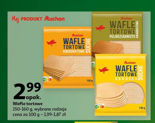 Wafle tortowe okrągłe Auchan promocja