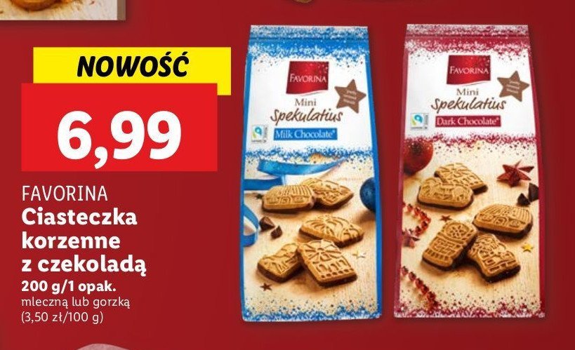 Ciastka korzenne z ciemną czekoladą Favorina promocja w Lidl