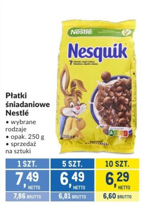 Płatki śniadaniowe Nestlé Nesquik wybrane rodzaje 250g promocja w Makro