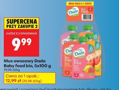 Mus owocowy Baby food bio 5-pak promocja w Biedronka