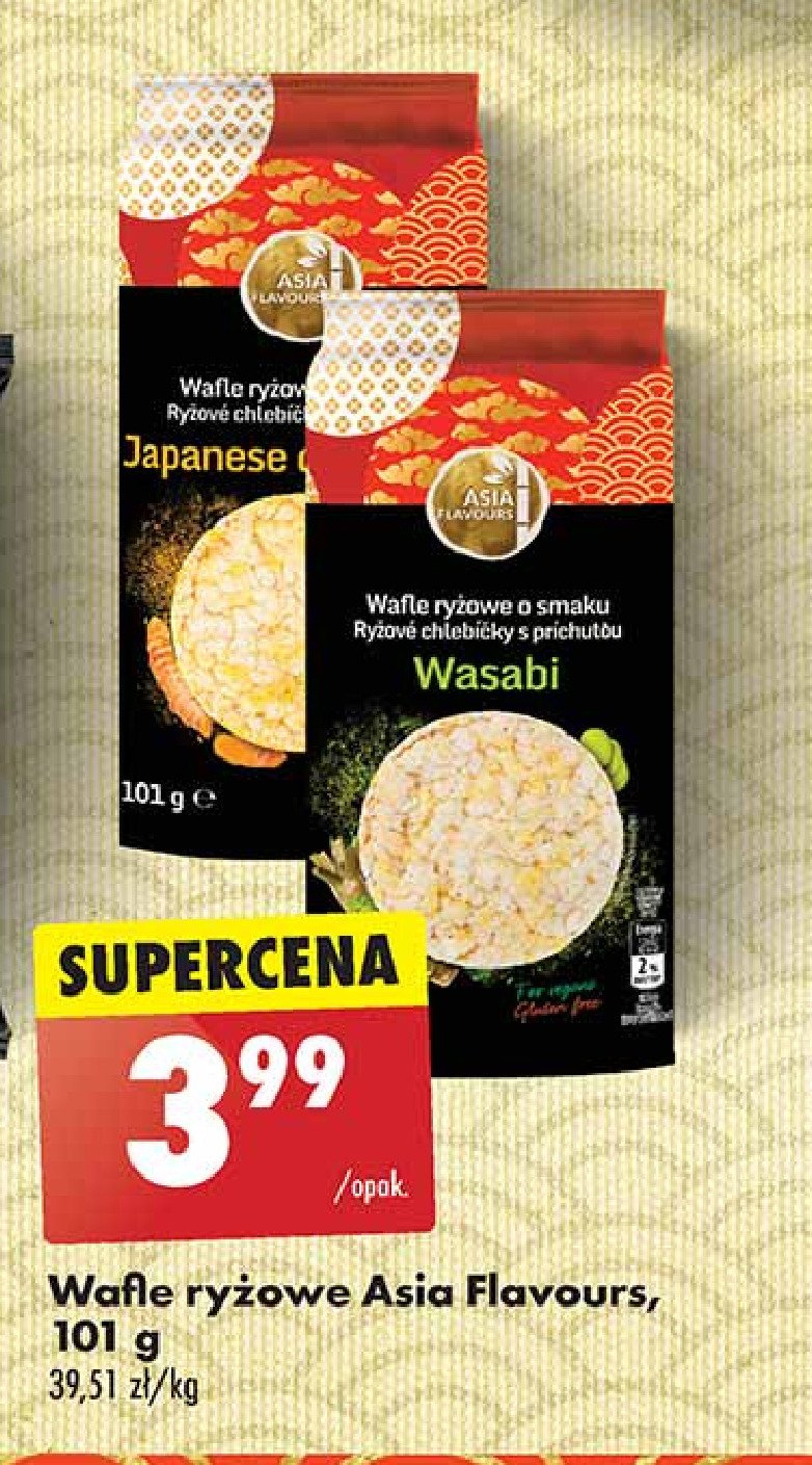 Wafle ryżowe wasabi Asia flavours promocja w Biedronka