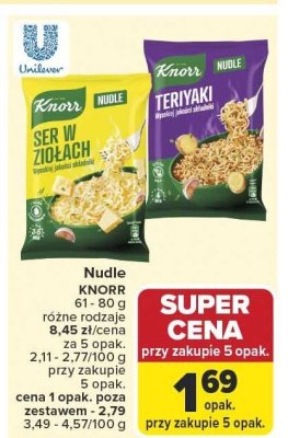 Nudle KNORR Ser w Ziołach różne rodzaje promocja w Carrefour Market