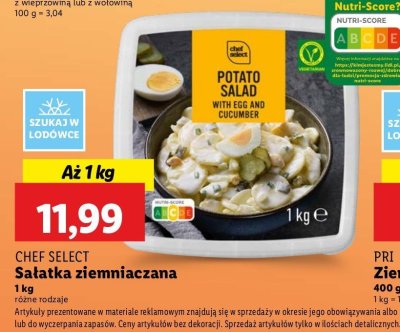 Sa艂atka ziemniaczana z jajkiem i og贸rkiem Chef select promocja