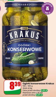 Ogórki konserwowe Krakus promocja w Dino