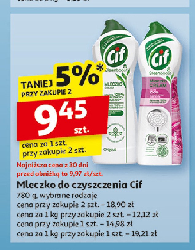 Mleczko do czyszczenia z mikrokryształkami pink flowers Cif cream promocja w Auchan