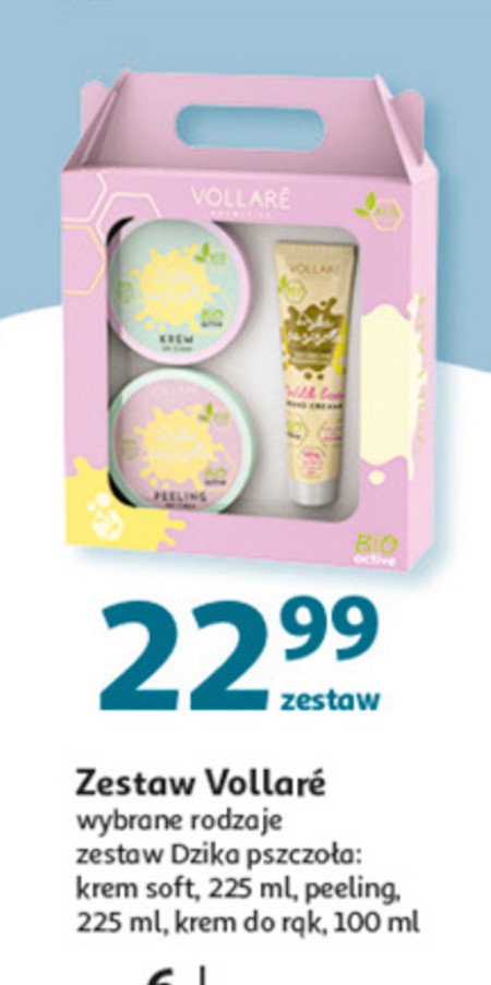 Zestaw w pudełku dzika pszczoła: krem soft 225 ml + peeling 225 ml + krem do rąk 100 ml Vollare zestaw promocja