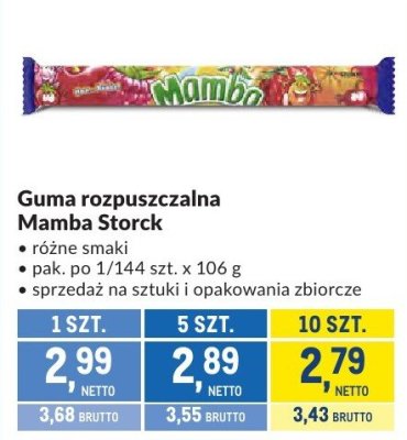 Guma rozpuszczalna Mamba promocja w Makro