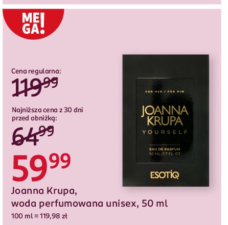 Woda perfumowana yourself Esotiq joanna krupa promocja w Rossmann