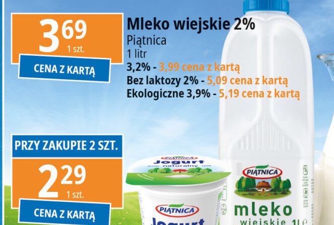 Mleko ekologiczne 3.9% Piątnica promocja w Leclerc