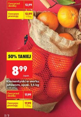 Klementynki w worku jutowym opak. 1,5 kg promocja w Biedronka