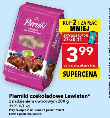 Pierniki czekoladowe Lewiatan z nadzieniem owocowym promocja w LEWIATAN