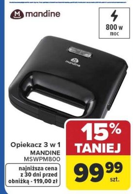 Opiekacz 3 w 1 MSWPM800 Mandine promocja w Carrefour Market