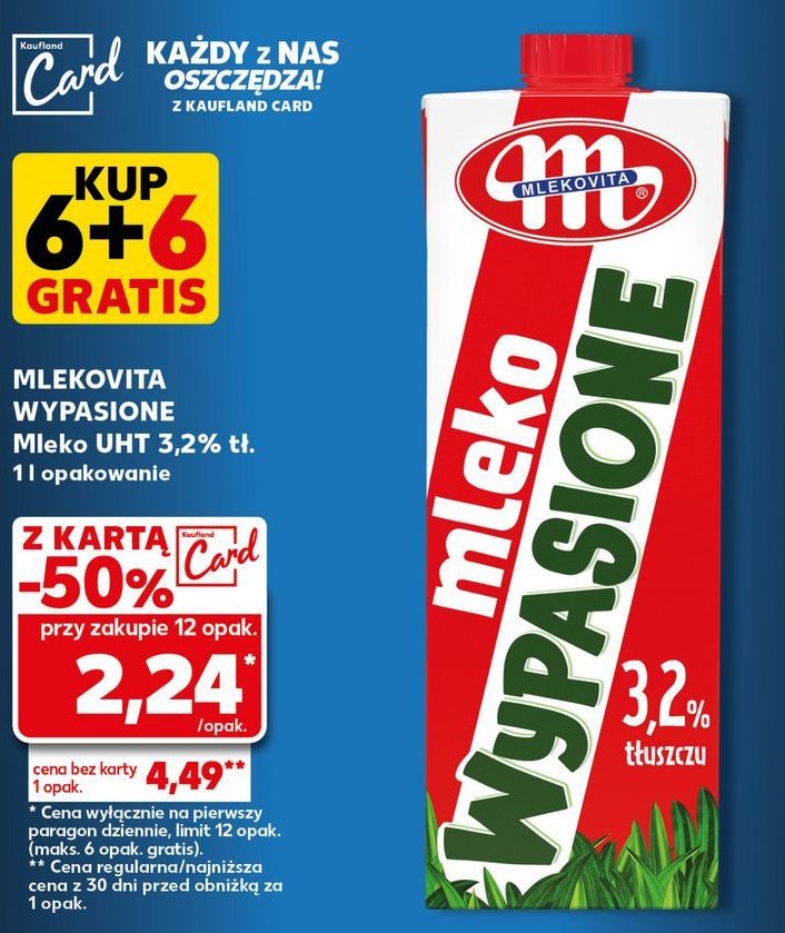 Mleko 3.2% Mlekovita wypasione promocja w Kaufland