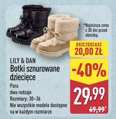 Botki sznurowane dziecięce LILY & DAN promocja w Aldi