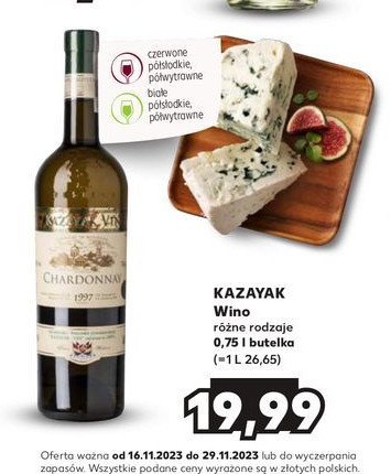 Wino białe półsłodkie KAZAYAK promocja