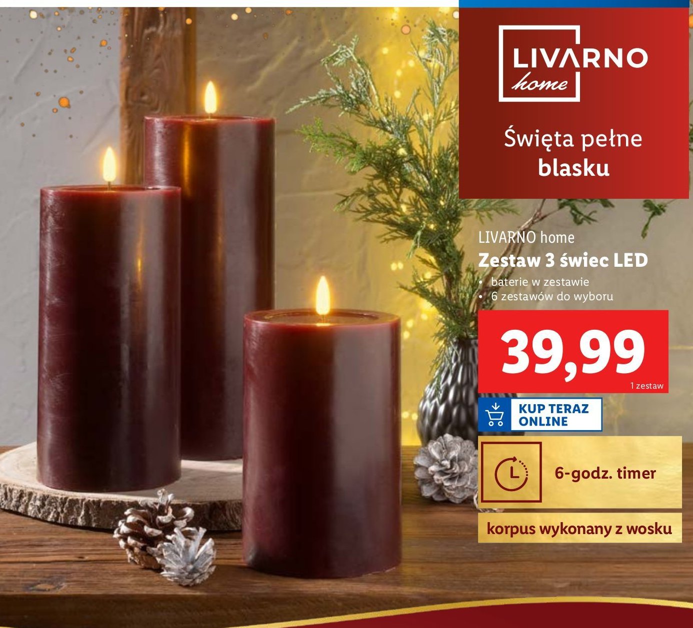 Świece led LIVARNO HOME promocja w Lidl